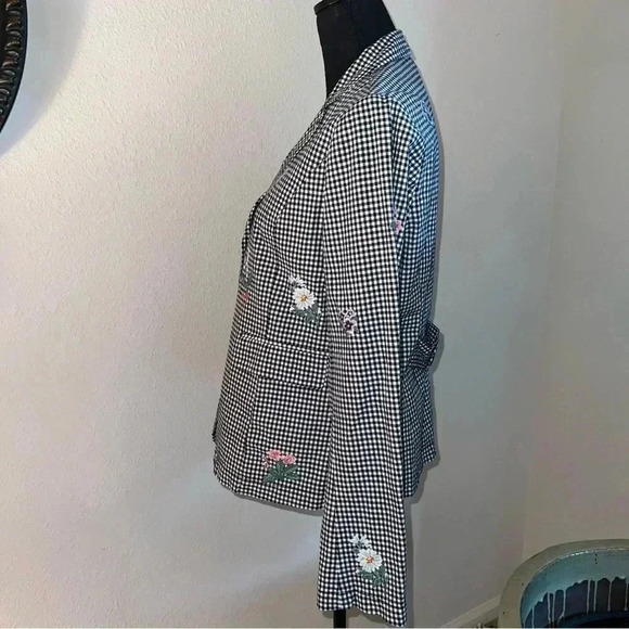 Sundance Women’s Embroidered Navy Gingham Tansy Blazer Size Small - Picture 7 of 16